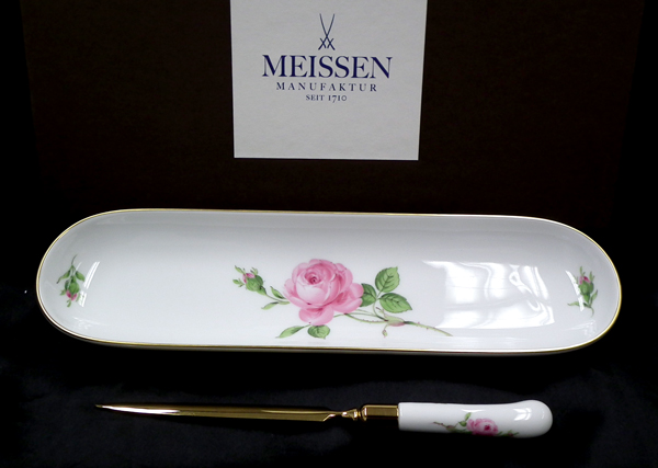 MEISSEN - マイセン ピンクローズ ピンクの薔薇 オーバルトレイの+